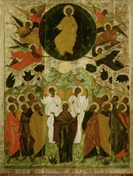 The Ascension of Our Lord, rysk ikon från Malo-Kirillov-klostret, Novgorod School, 1543 (tempera på panel)